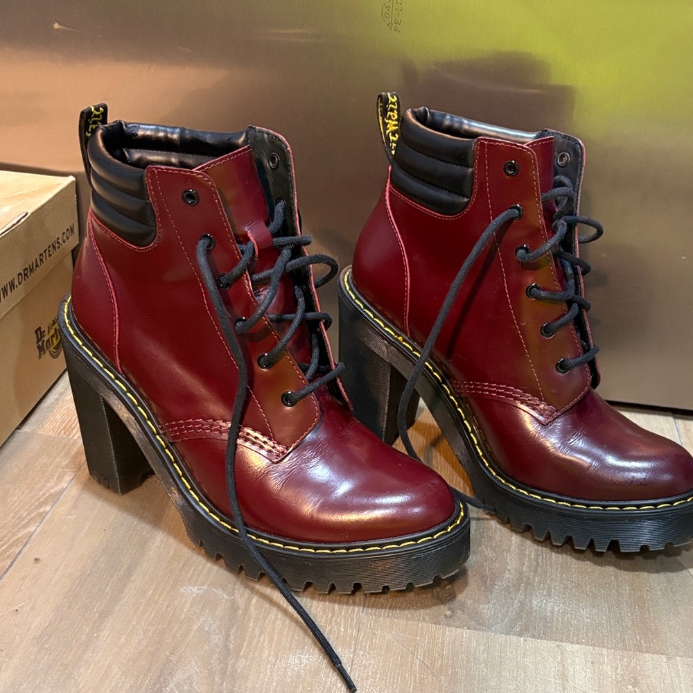 Dr. Martens Persephone Cherry Red Heeled Boots